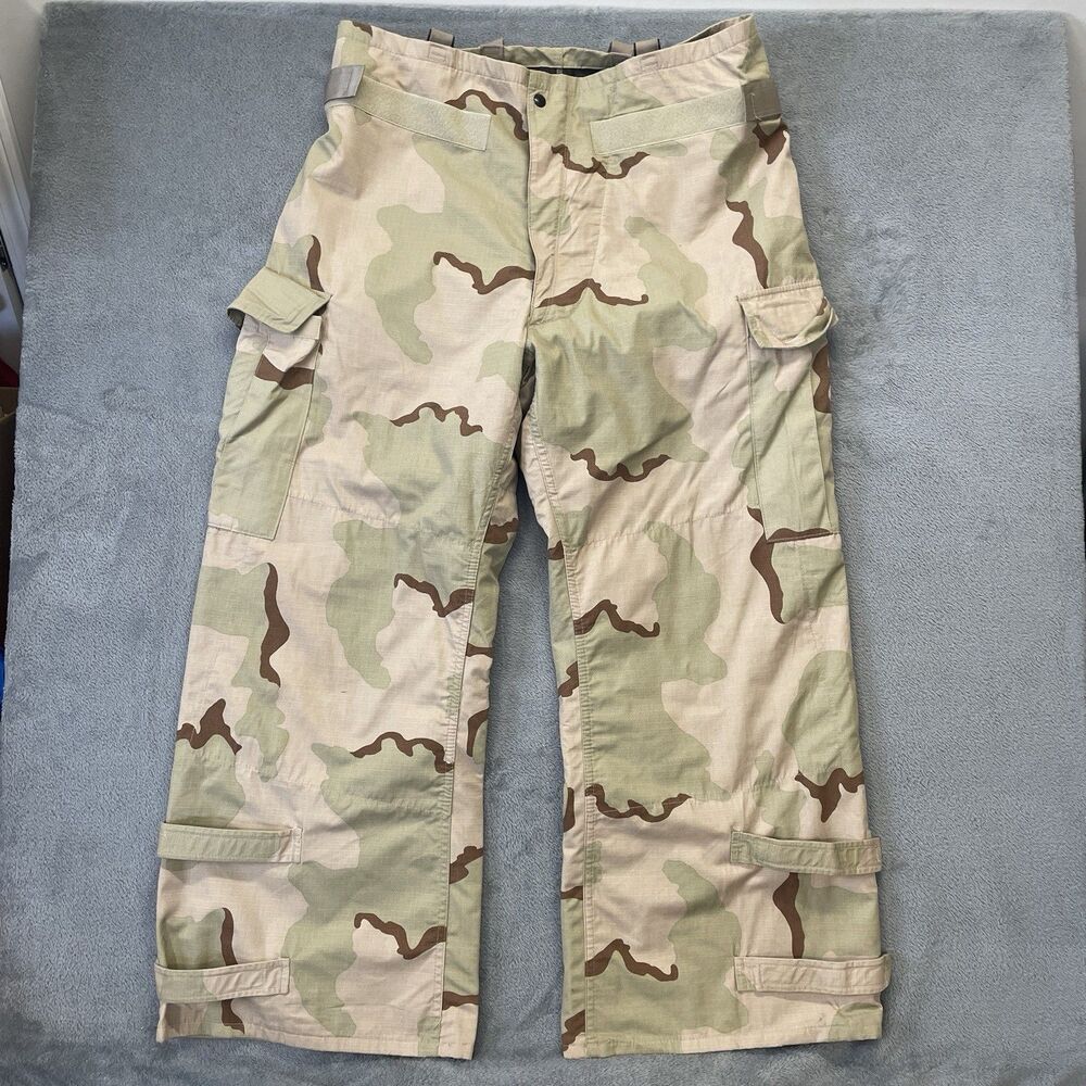 Military Desert Camo Chemical Protective Cargo Pants w Suspenders Large/Regular